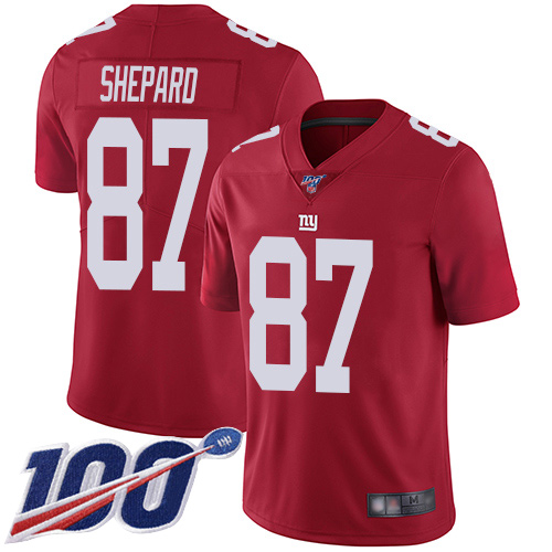 Men New York Giants #87 Sterling Shepard Red Limited Red Inverted Legend 100th Season Football NFL Jersey->new york giants->NFL Jersey